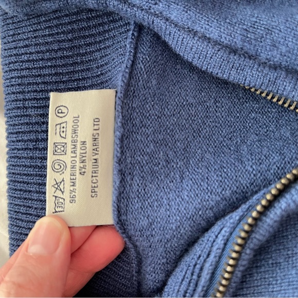 Blue Merino Wool Quarter Zip Sweater - Size L - Picture 5 of 5